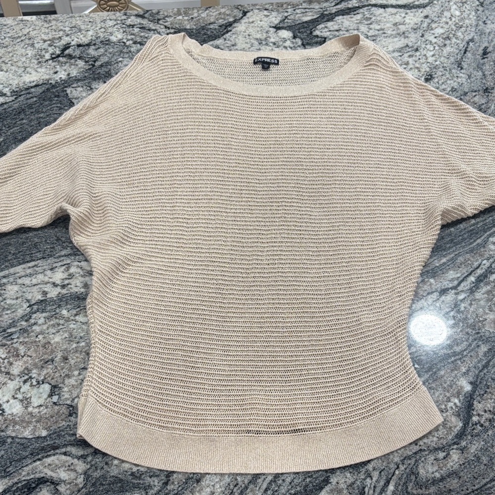 Express Beige Crew Neck Sweater